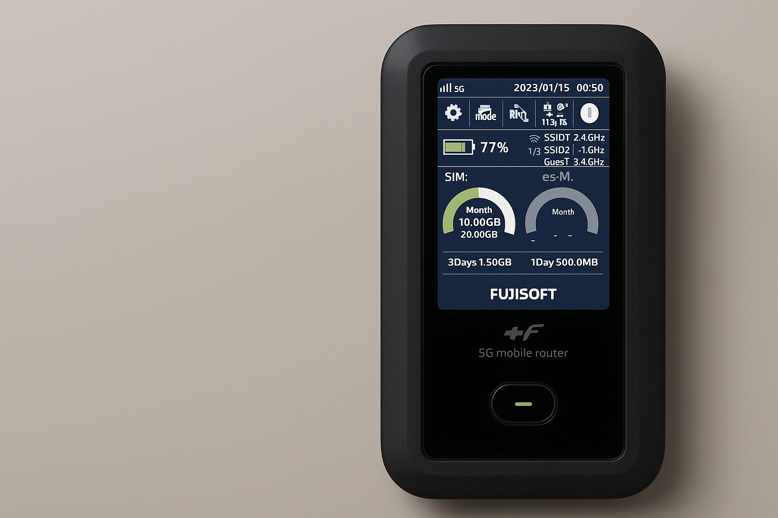 +F FS050W mobile router on a desk