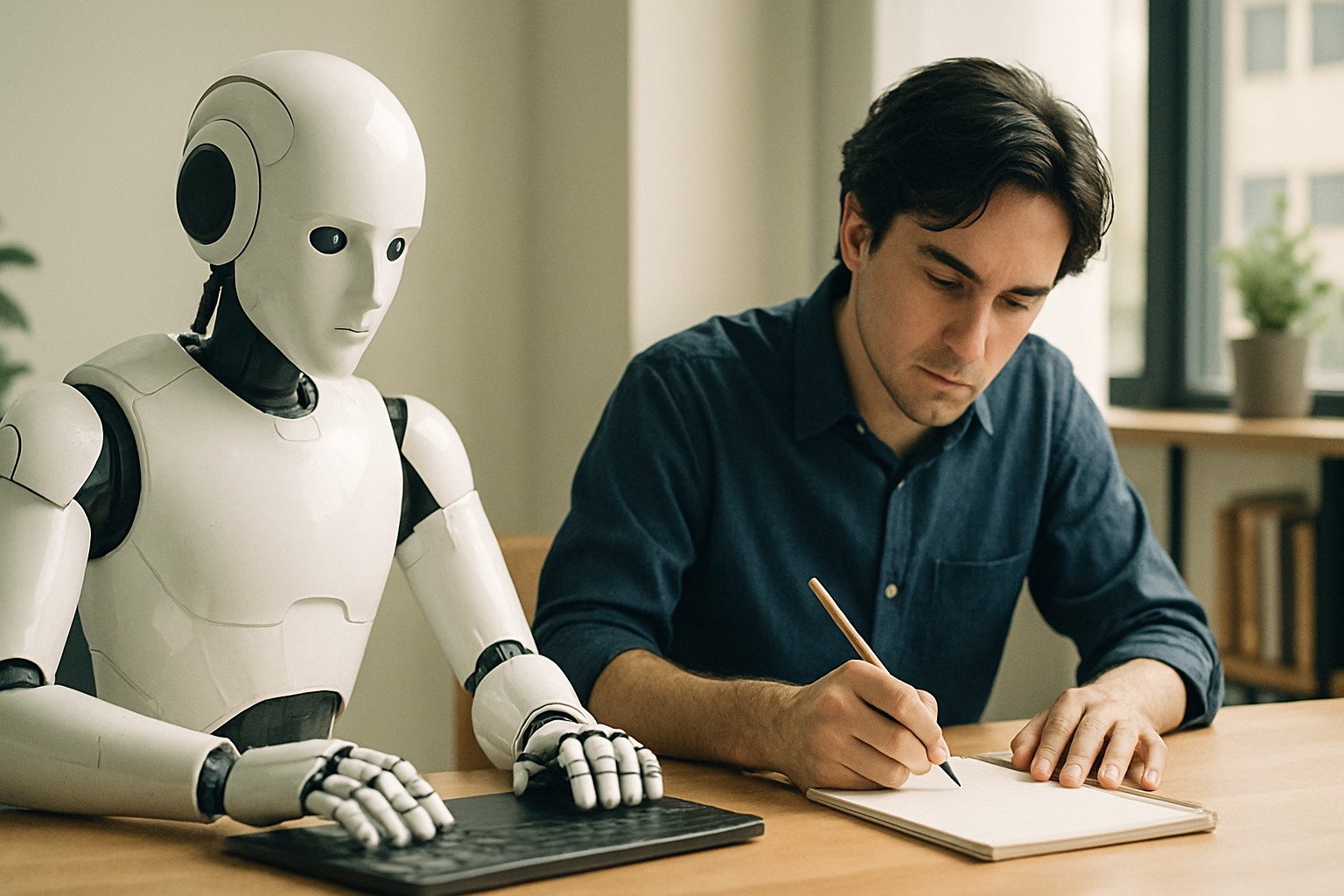 Person collaborating with AI to write a blog post