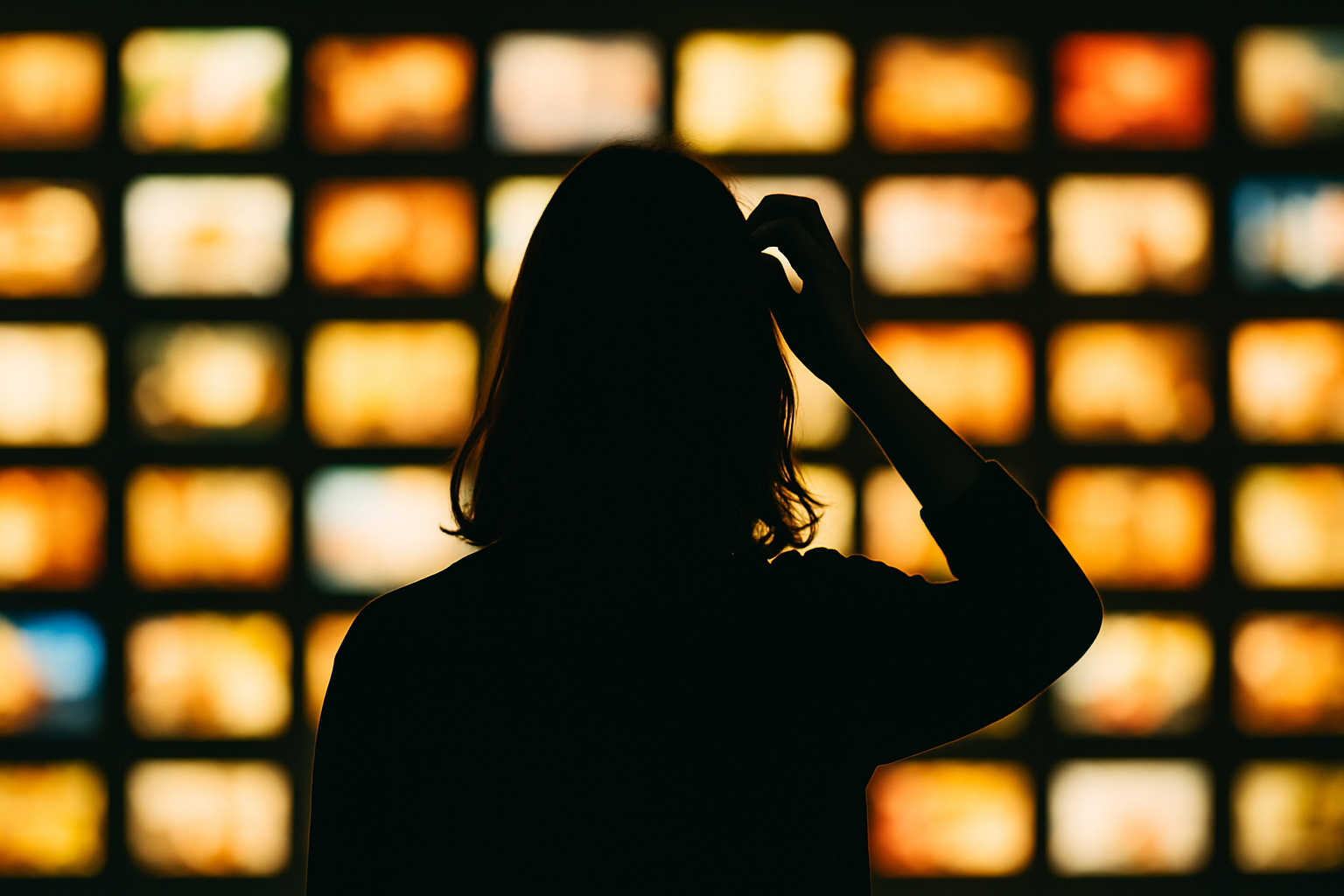 Silhouette of a woman confused by too many options