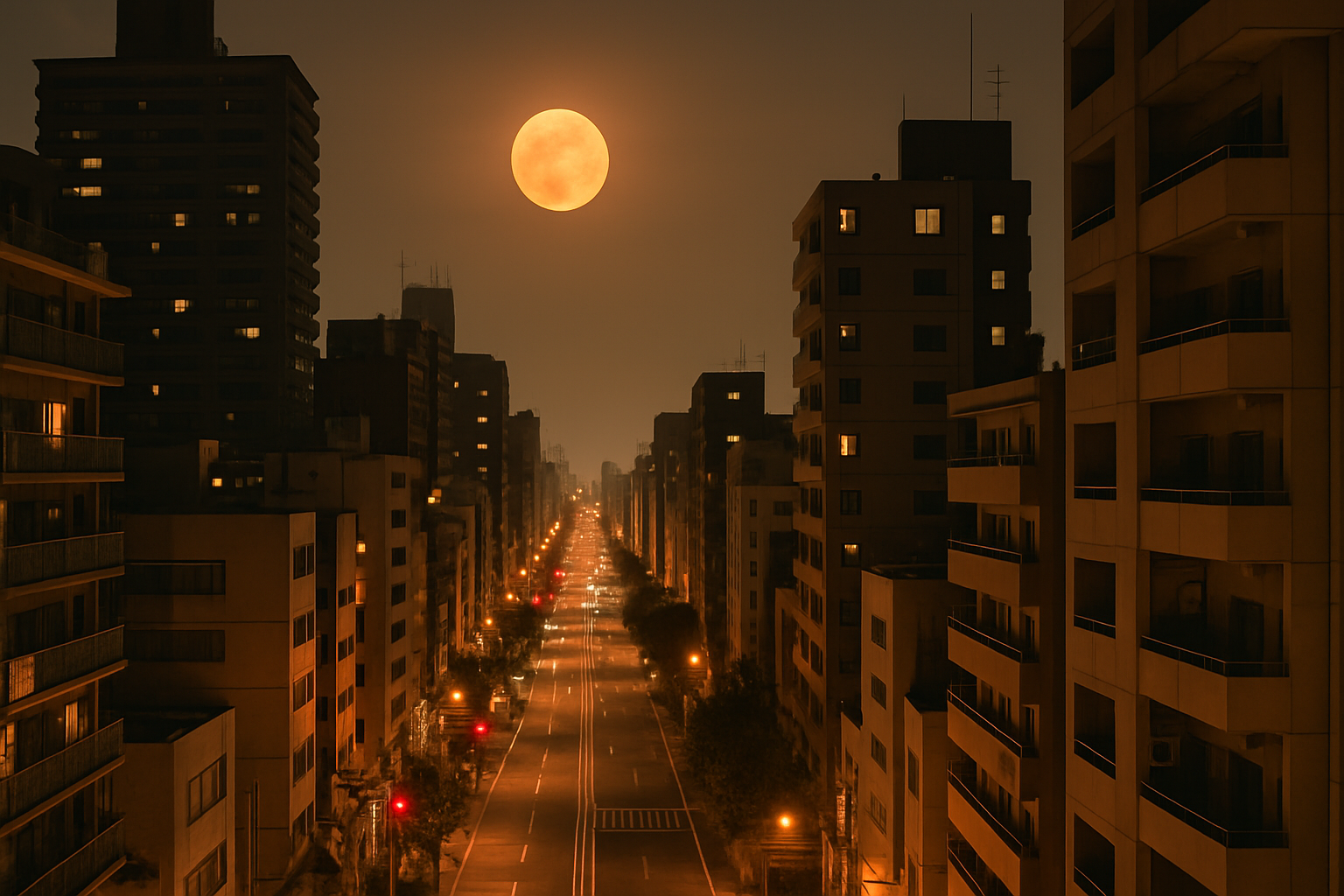 Summer cityscape under tropical nights