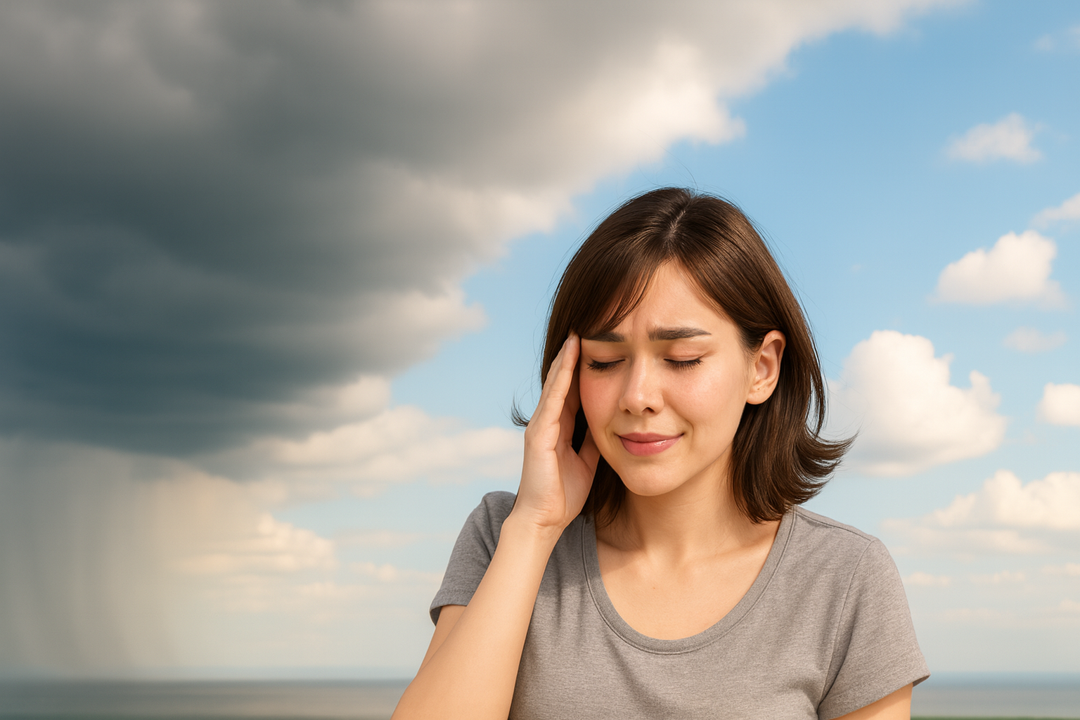 People watching the sky while thinking about barometric pressure and health